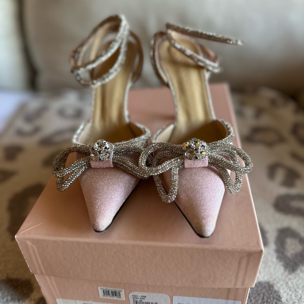 Mach and Mach Glitter Double Bow Pink Heels 100mm